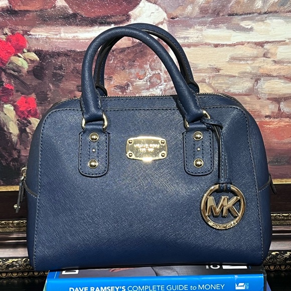 Michael Kors Blue Leather Dome Satchel - Picture 10 of 11